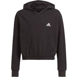 Adidas Girl's Warm Up Dance Move Comfort Zip Side Slits Cotton Loose Hoodie - Black/White (H26612)