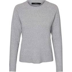 Vero Moda Doffy O-Neck Long Sleeved Knitted Sweater- Grey/Light Grey Melange