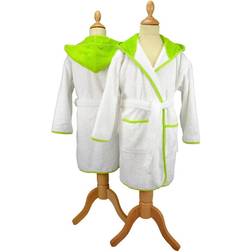 A&R Towels Kid's Hooded Bathrobe - White/Lime Green