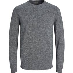 Jack & Jones Crew Neck Knitted Pullover - Grey/Navy Blazer