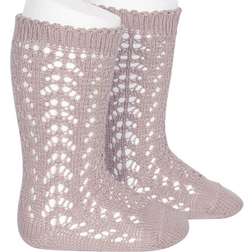 Condor Cotton Openwork Knee High Socks - Old Rose ( 25182_000_544)