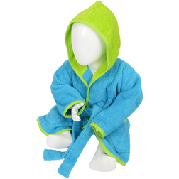 A&R Towels Baby/Toddler Babiezz Hooded Bathrobe - Aqua Blue/Lime Green