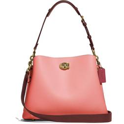 Coach Willow Shoulder Bag In Colorblock - Brass/Candy Pink Multi