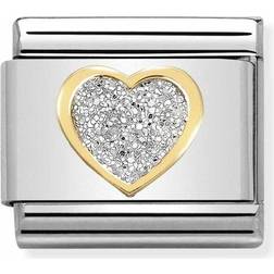 Nomination Composable Classic Link Glitter Heart Charm - Gold/Silver