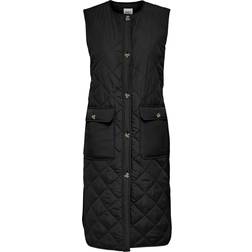 Only Long Quiltet Vest - Black