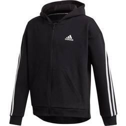 Adidas Kid's 3-Stripes Full-Zip Hoodie - Black/White (GE0950)