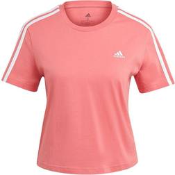 Adidas Essentials Loose 3-Stripes Crop Top - Hazy Rose/White