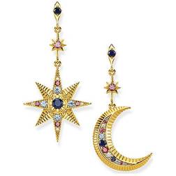 Thomas Sabo Royalty Star and Moon Earrings - Gold/Multicolours