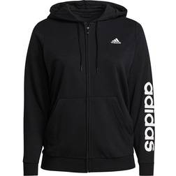 Adidas Women's Essentials Logo Full Zip Hoodie Plus Size - Black/White