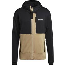 Adidas Terrex Tech Flooce Hooded Hiking Fleece Jacket - Black/Beige Tone