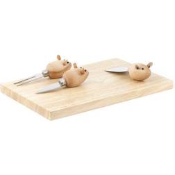 Kikkerland With 3 Mouse Knives Cheese Board