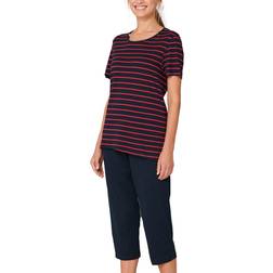 Schiesser Original Classics Pyjama 3/4 Length Stripes - Black/Red