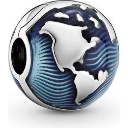 Pandora Blue Globe Clip Charm - Silver/Blue