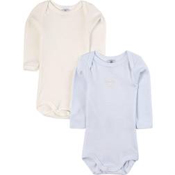 Petit Bateau Baby Bodies 2-pack LS - White/Blue Stripe (A00AR-00)