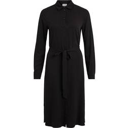 Vila Dania Tie Waist Shirt Dress - Black