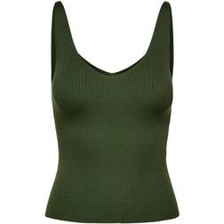 Jacqueline de Yong Nanna V-Neck Sleeveless Top - Green/Kalamata