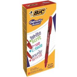 Bic Gel-ocity Illusion Erasable Gel Pen Red 0.7mm 12pcs