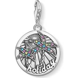 Thomas Sabo Disc Tropical Charm Pendant - Silver/Multicolour