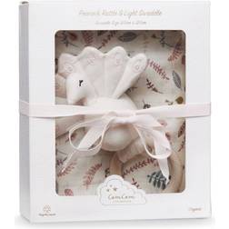 Cam Cam Copenhagen Gift Box w/ Printed Swaddle and Peacock Rattle