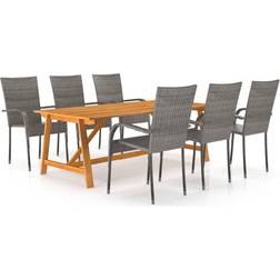 vidaXL 3068806 Patio Dining Set, 1 Table incl. 6 Chairs