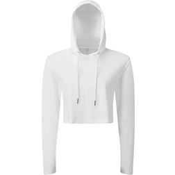 Tridri Women's Cropped Hooded Long Sleeve T-shirt - White