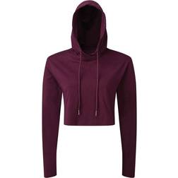 Tridri Women's Cropped Hooded Long Sleeve T-shirt - Mulberry