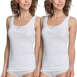 Schiesser Cotton Essentials Embroidery Strap Tops 2-pack - White