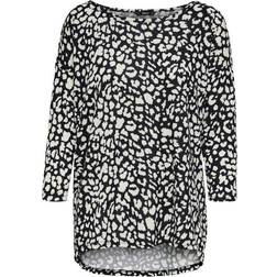 Only Elcos Printed 3/4 Sleeved Top - Black