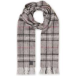 Amanda Christensen Merino Wool Check Scarf - Grey