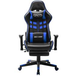 vidaXL Extendable Footrest Gaming Chair - Black/Blue