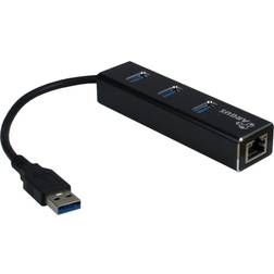 Inter-Tech USB A-3xUSB A/RJ45 M-F Adapter