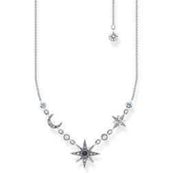 Thomas Sabo Royalty Star & Moon Necklace - Silver/Multicolour