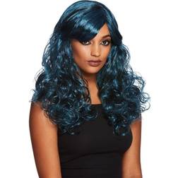 Smiffys Gothic Seductress Curly Wig Black & Blue