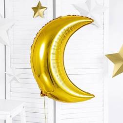 PartyDeco XL Helium Balloon Motif Balloon Moon in Gold 60 cm Foil Balloon Crescent Balloon