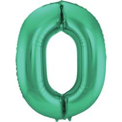 Folat 65910 Number 0 Metallic Mat Foil Balloon, Green