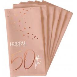 Folat 67250 50th Birthday Lush Blush Peach Paper Party Napkins Pack 10