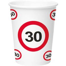 Folat 30th Birthday Traffic Sign Paper Cups 350 ml- 8 pieces Multi Colors