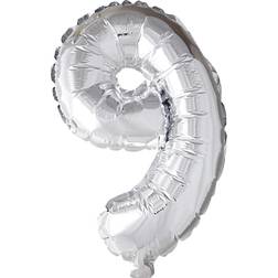 Creotime Foil Balloon, 9, H: 41 cm, silver, 1 pc