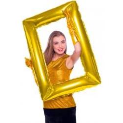 Folat 61796 Foil Balloon Golden Picture Frame-85x60cm, Gold-Colored