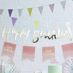 Ginger Ray Gold Happy Birthday Bunting