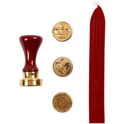 Creotime Wax Seal Set, crown, flower, fleur-de-lis, D: 18 mm, 1 set