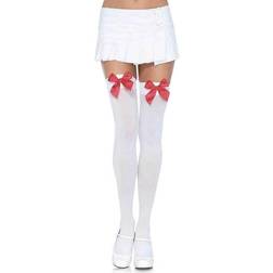 Leg Avenue White Hold-Ups with Red Bows