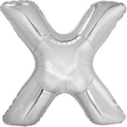 Amscan 9909573 9909573-Silver Letter X SuperShape Foil Balloon-37, Silver