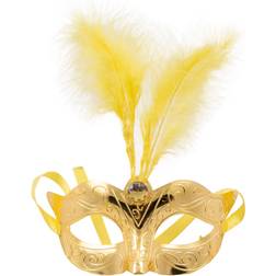 Creative Eye Mask Metallic Gold with Feathers