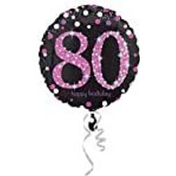 Amscan 80th Birthday Glittery Pink Standard Foil Balloons-S40-1 Pc