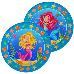 Folat 65210 Mermaid Disposable Plates 23 cm-8 Pieces, Multi-Colored