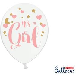 PartyDeco 6-pack Ballong It's A Girl Pastel Pure White Vit