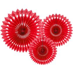 PartyDeco Pappersfjädrar Röda 3-pack