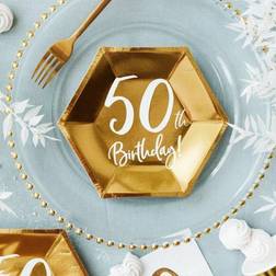 Luck and Luck Gold 50th Birthday Party Paper Plates Partyware Tableware 20cm x 6