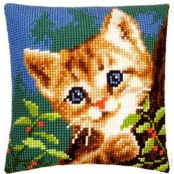 Vervaco Cross Stitch Kit: Cushion: Cat on a Tree, COTTON NA, 40 x 40cm